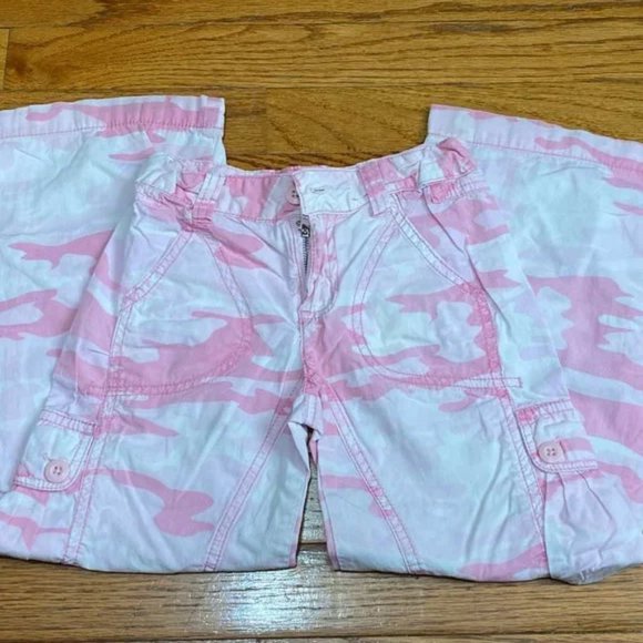 Faded Glory ❤️ Girl Pink & White Cotton Belt Looped Pant ms - Size 5 (PRE-LOVED) - Picture 6 of 8